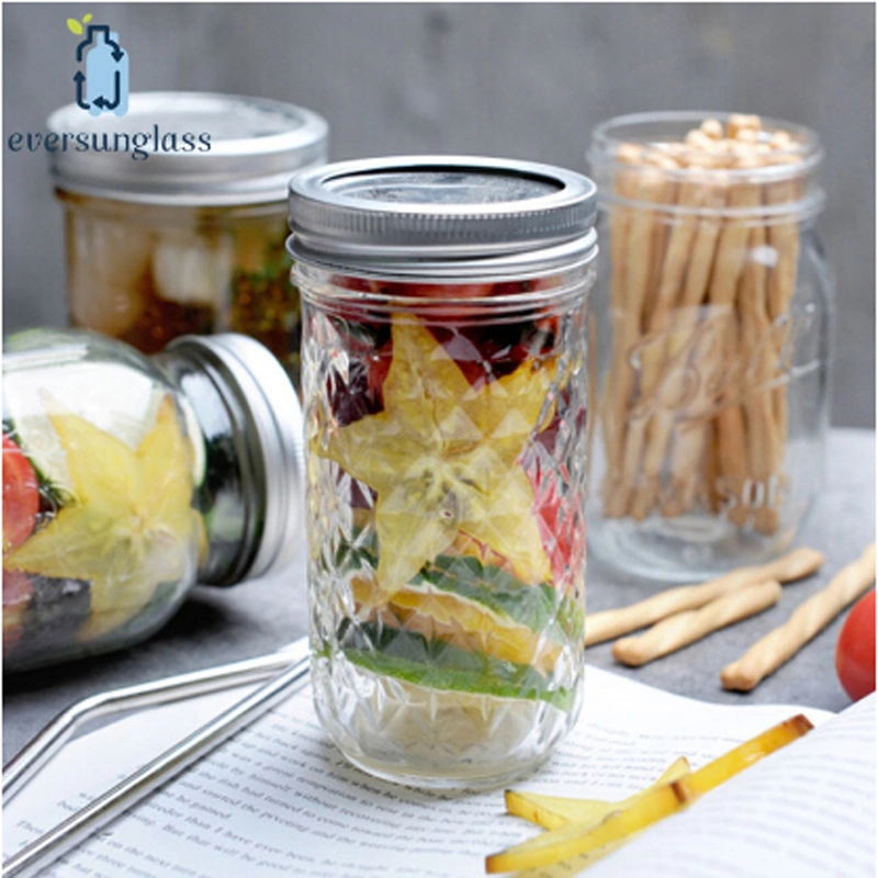 Wholesale 350ml Glass Juice Jar Mason Jar with Seperate Lids and Straw for Juice Beverage