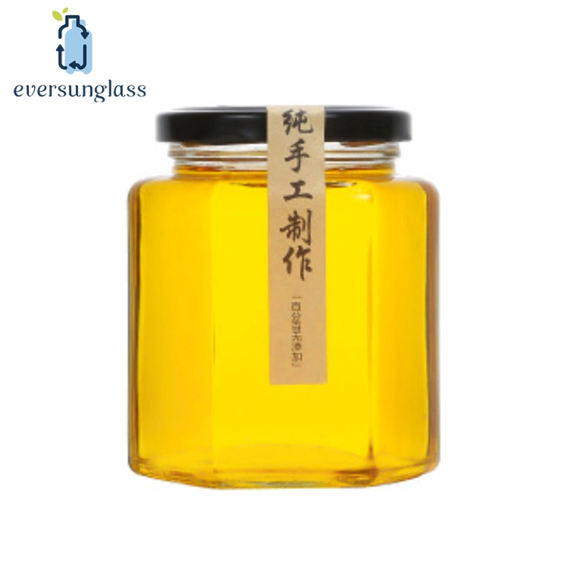 Six Edge Honey Glass Bottle Wholesale Transparent Large Jam Pepper Pickles Jar Jar Seal Jar with Lid