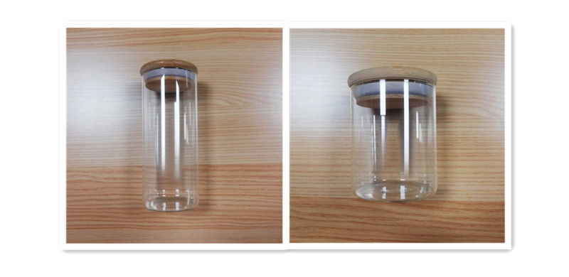 Empty Clear Glass Bottles Refillable Glass Container with Bamboo Lids