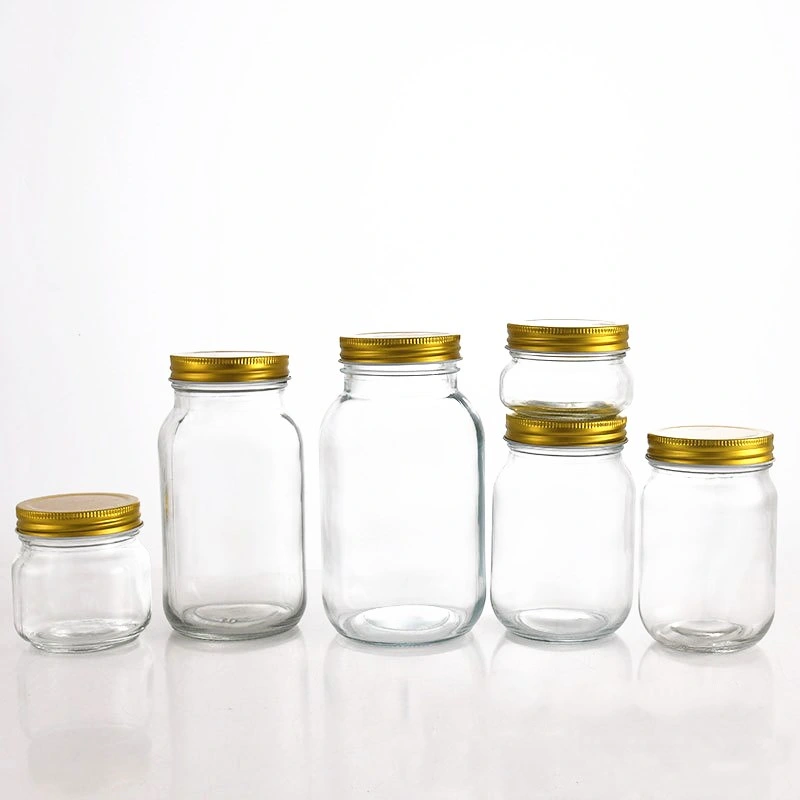 Wide Mouth 5oz 8oz 16oz 32oz Empty Clear Honey Glass Mason Jar Canning Food Storage Glass Jar with Lids