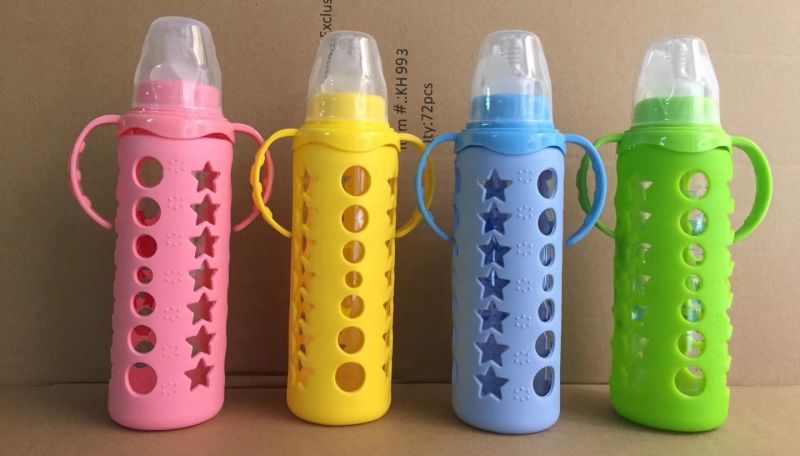 Transparent Wide Neck Borosilicate Glass Baby Milk Bottle