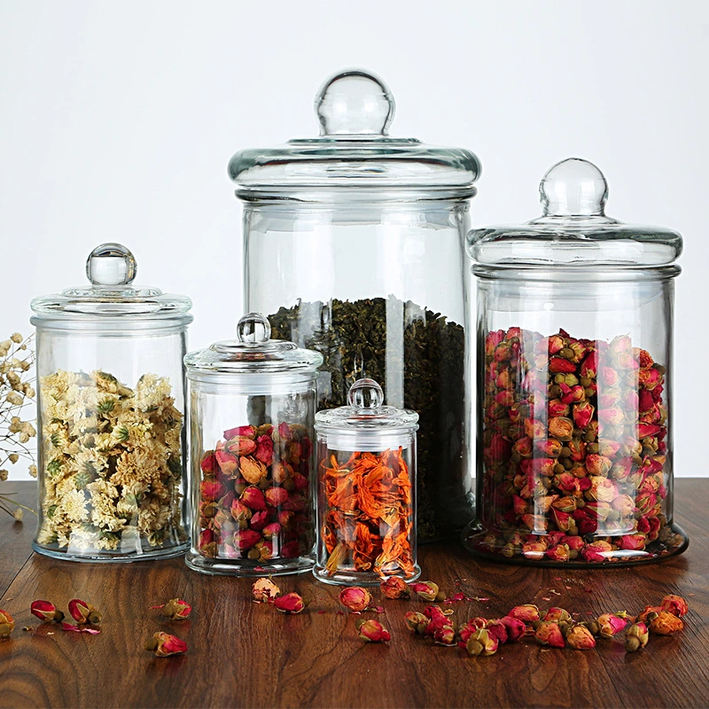 Glass Storage Jars with Clear Glass Lid Glass Food Storage Canister Cookie Jar