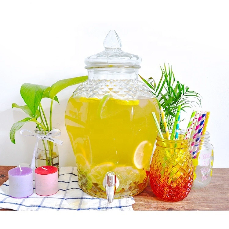 Factory Price Wholesale Custom Juice Glass Jar with Tap Glass Beverage Dispenser