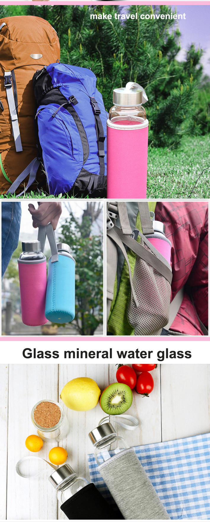 Promotion Drinking Water Clear Glass Bottle BPA Free Glass Bottles