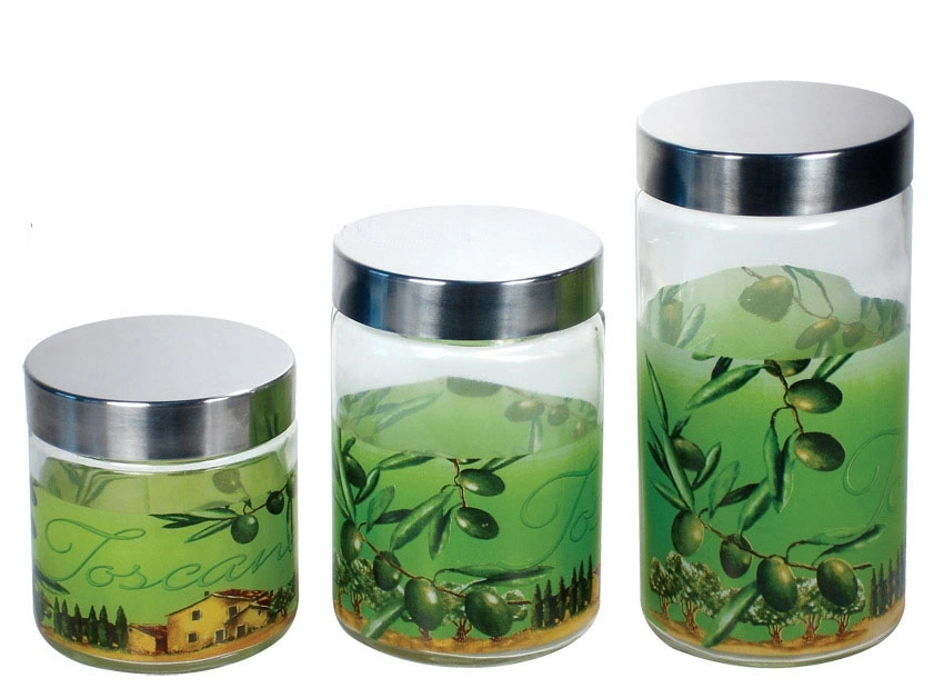 Air Tight Glass Jar Storage Cookie Candy Food Glass Jars with Decorative Stainless Lid