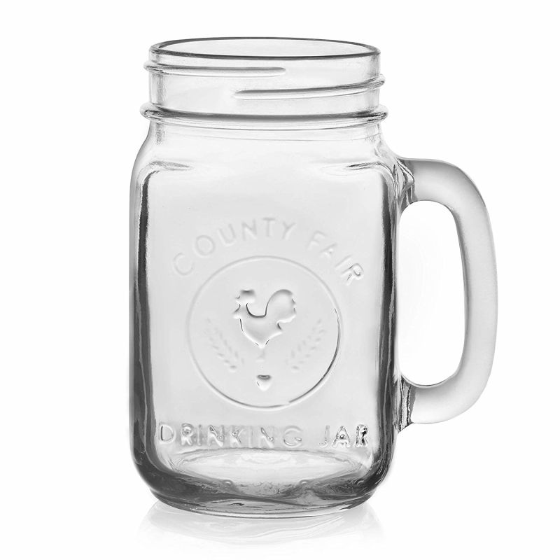 Food Grade Glass Drinking Glass Bottle with Handle and Metal Lid