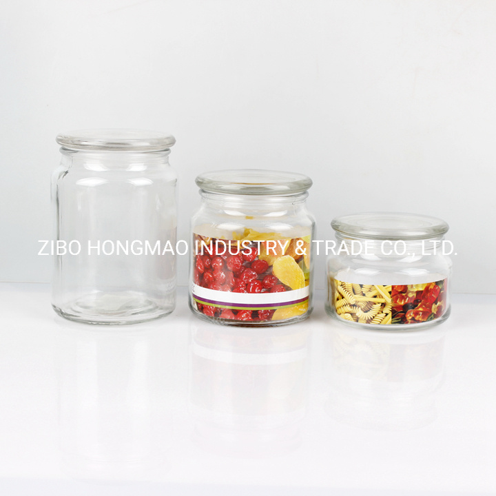 300ml 500ml 700ml Round Glass Storage Jars with Flat Lids