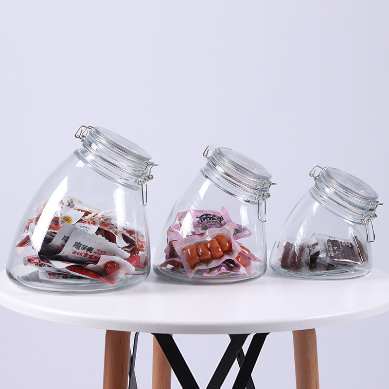 Glass Storage Jars with Glass Lid Glass Food Storage Tea Canister Candy Jar