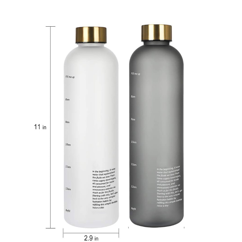 32oz Motivational Plastic Water Bottle with Time Marker to Drink