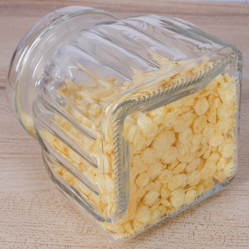 Square Glass Storage Jars with Lid Glass Food Storage Canister Cookie Jar