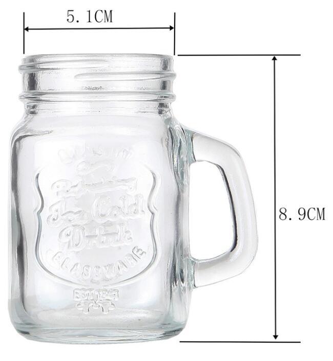 120ml 480ml 600ml Glass Mason Jars with Handle for Drinking Beverage Storage