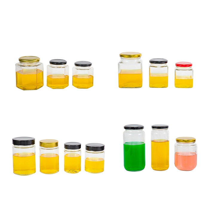 Jam Honey Hexagon Containers Glass Jars with Lug Lids 180ml 280ml 380ml 500ml 730ml