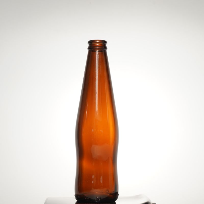 Amber Round Beer Glass Bottle with Cover Top