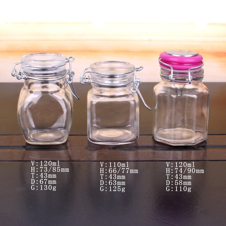 Hot Sell 4oz 6oz Round Shape Empty Glass Storage Jar with Airtight Clip Lid