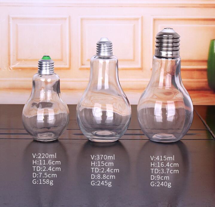 Wholesale Price Bulb Drinking Bottle Beverage Bottle Glass with Aluminum Cap