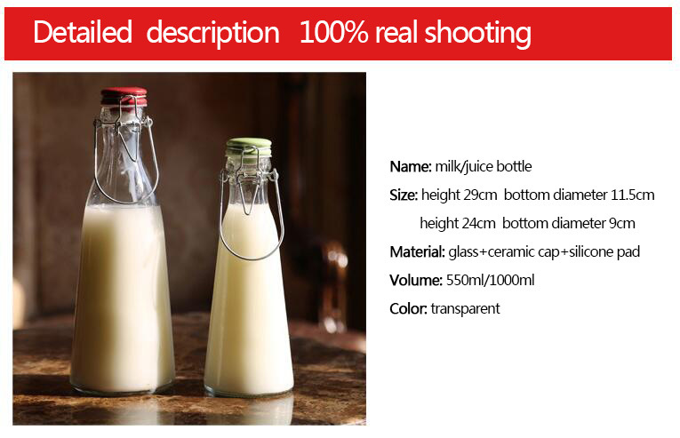 1000ml (1 litre) Glass Bottle with Ceramic Flip-Top Swing Lid & Carry Handle