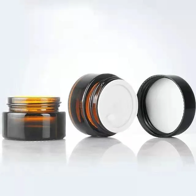 30ml 1oz Straight Side Amber Glass Jar Cosmetic Cream Jar with Plastic Lid