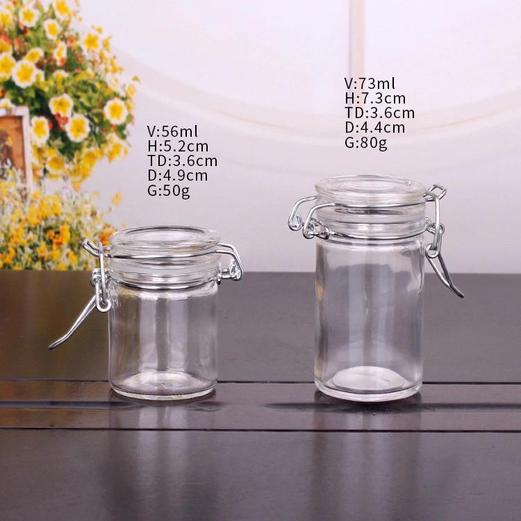 Hot Sell 4oz 6oz Round Shape Empty Glass Storage Jar with Airtight Clip Lid