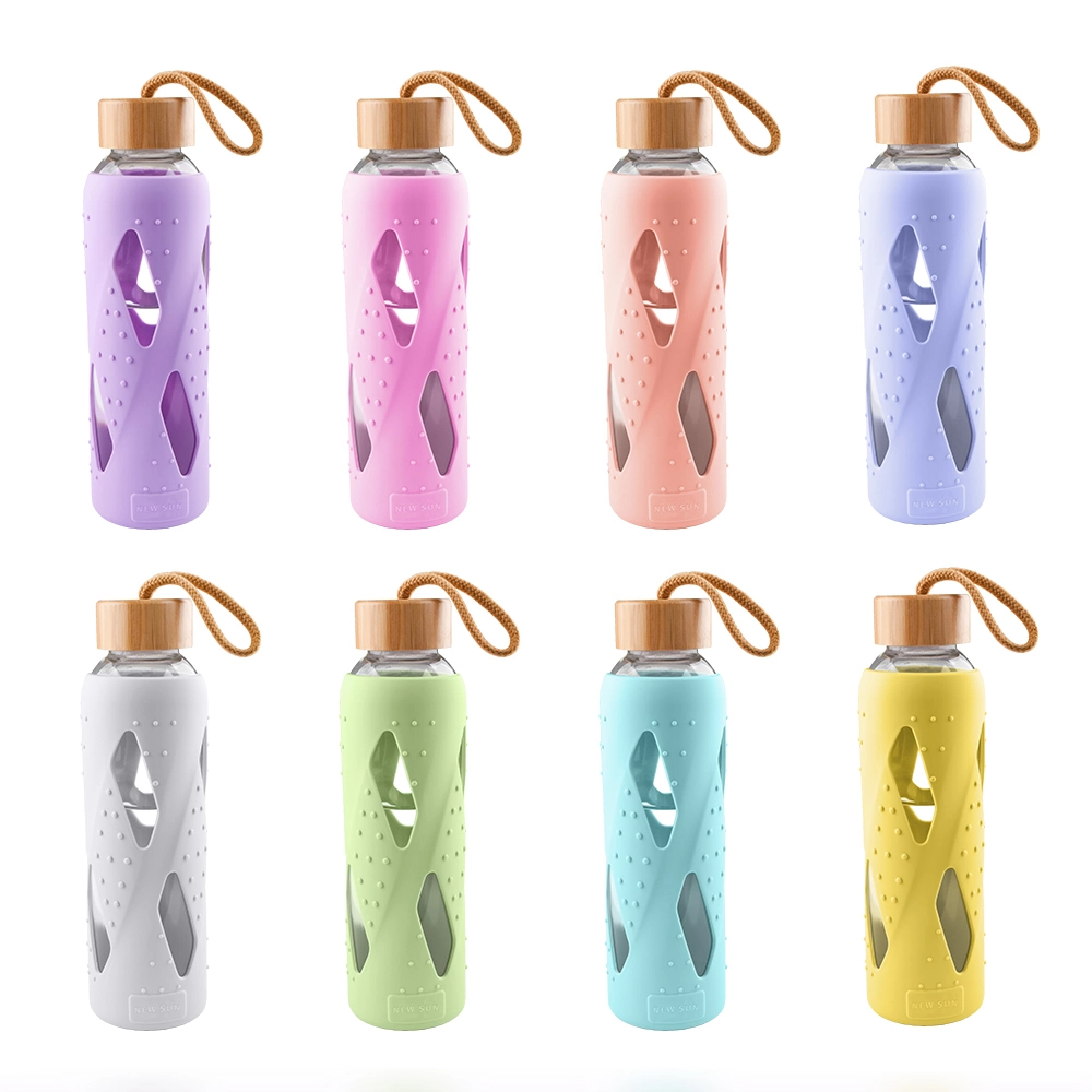 2020 Hot Selling Sports Glass Water Bottle 450ml Unbreakable Custom Glass Water Bottle