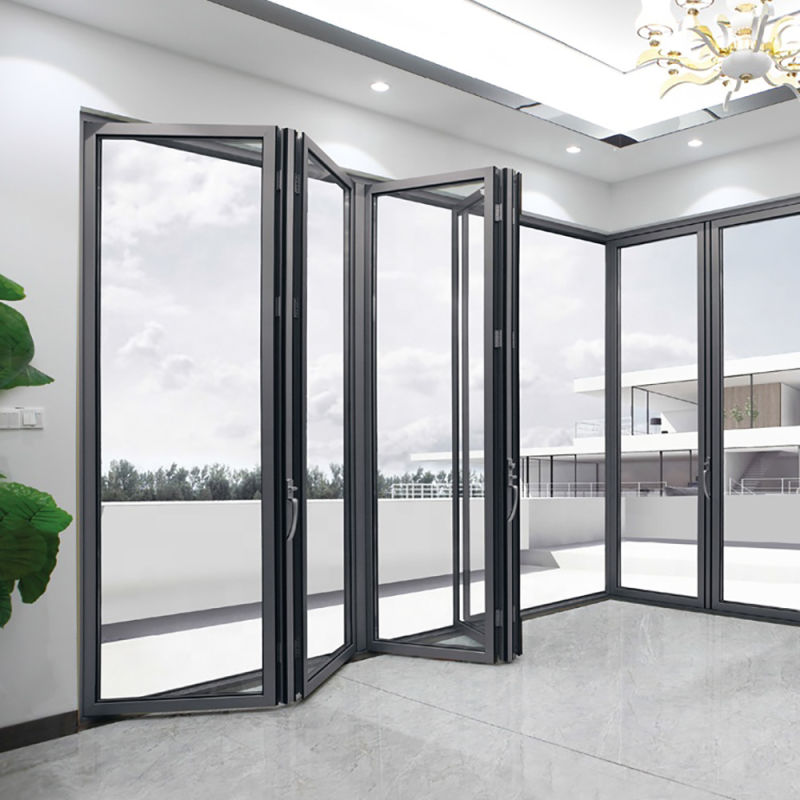 Exterior Double Glazing Big Glass Aluminum Folding Doors for Veranda