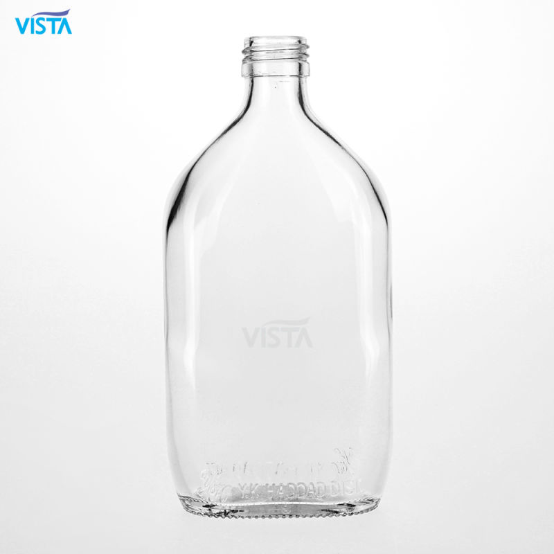 375ml Flask Glass Bottle Normal Flint with Customized Logo Screw Cap