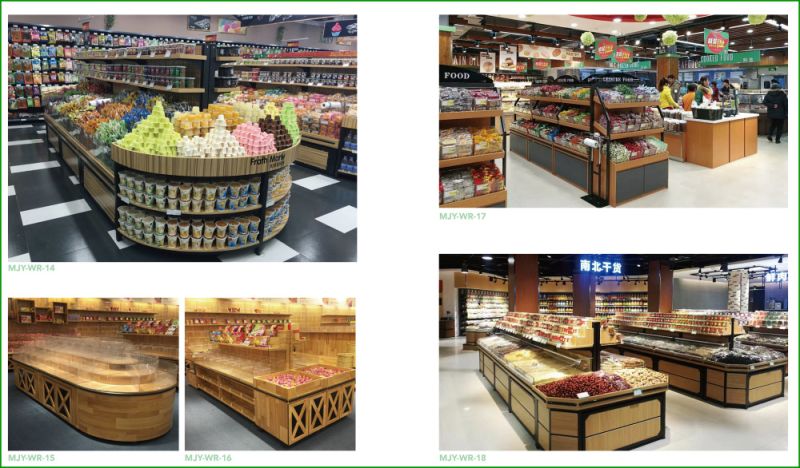 Wooden Pickles Display Shelving for Supermarket