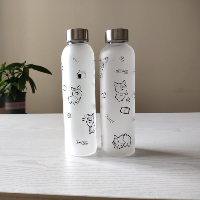 Wholesale Borosilicate Glass Drink Water Bottle Frosted Water Bottles 2021