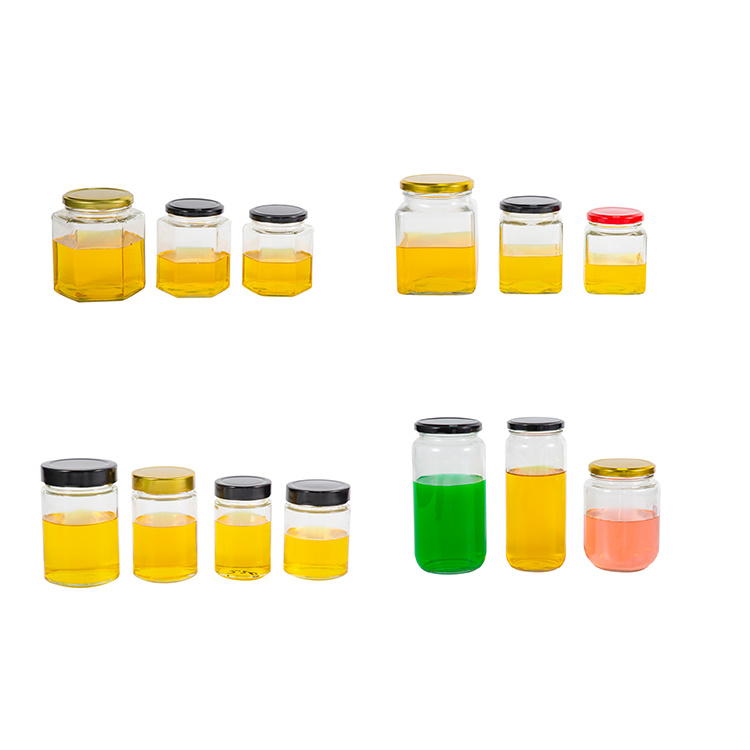 180ml Hexagon Jam Honey Food Storage Glass Jar with Metal Cap