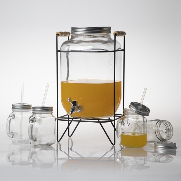 Big Mason Jar for Beverage Juice Glass Dispenser Jar with Tap/Faucet