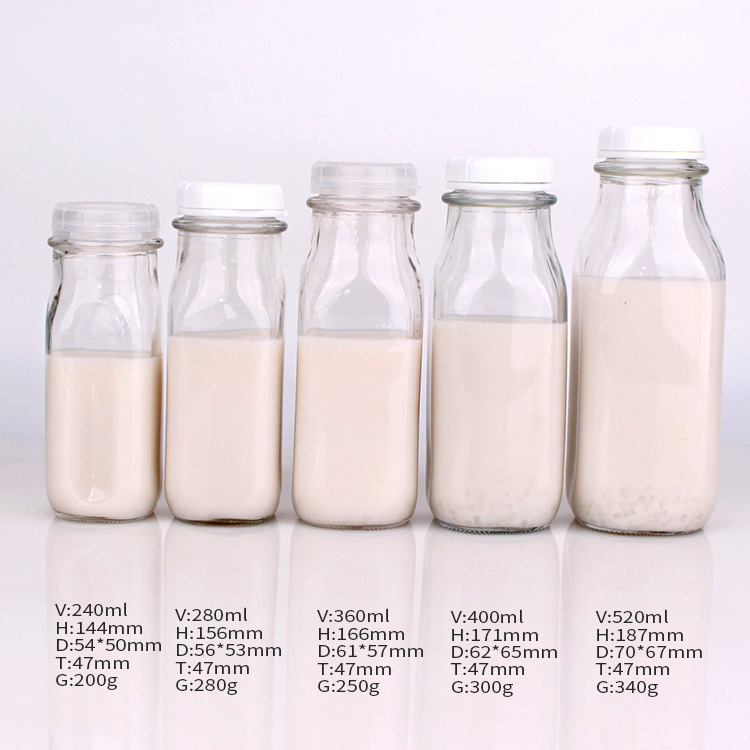 OEM/ODM 180ml Glass Milk Bottle with Lid