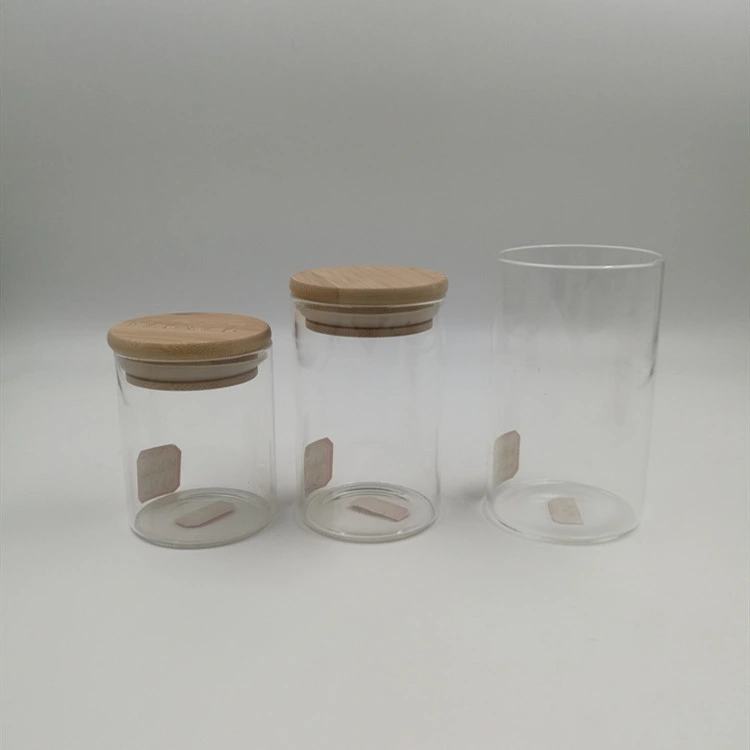 Wholesale Glass Containers Glass Food Storage Jar with Wooden Lid