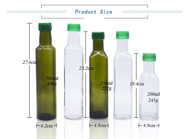 High Quality Square 500ml Olive Oil Glass Bottles for Sale