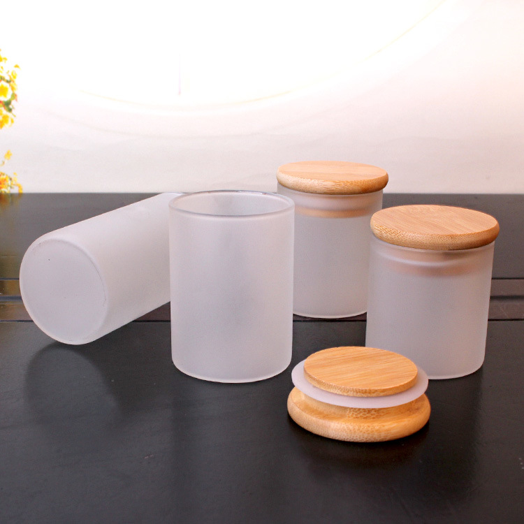 100ml 3oz Frosted Customized Glass Jar with Bamboo Lid Spice Salt Pepper Glass Container