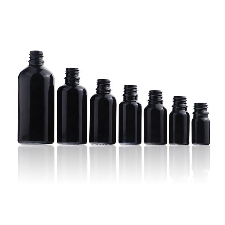 15ml 30ml 60ml 120ml Black Essential Oil Boston Round Glass Bottles Wholesale