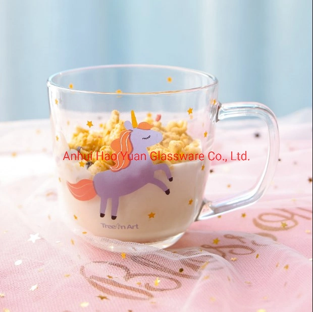 Wholesale Large Size Cute Glass Beer Mugs Water Glass for Breakfast