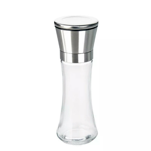 Glass Grinder Glass Spice Bottle with Stainless Grinder Lid