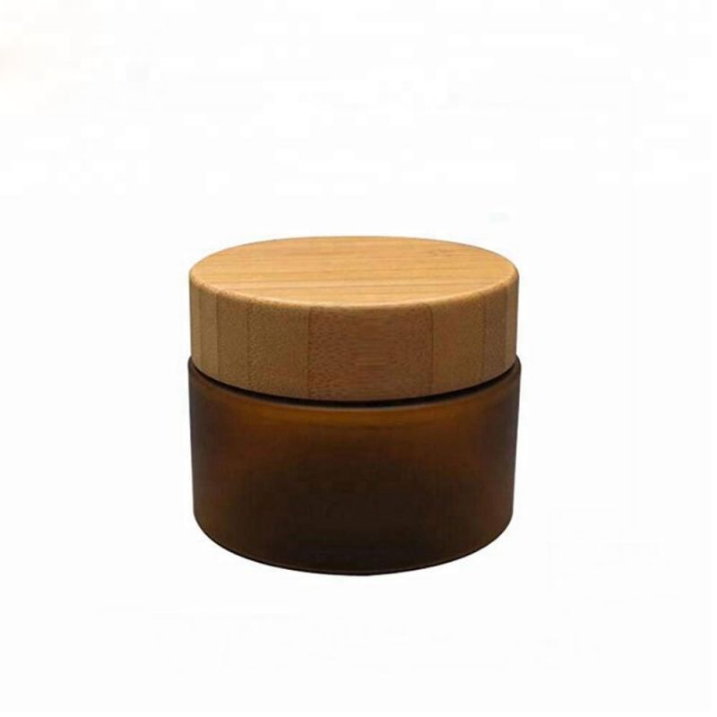 50/150ml Amber Pet Plastic Cosmetic Jar with Bamboo Lid