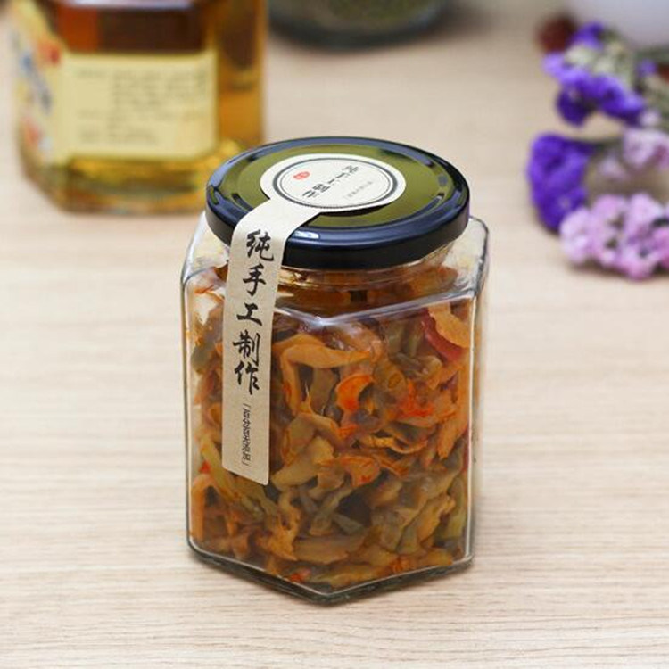 280ml Hex Jam Food Packaging Honey Glass Jar with Lid