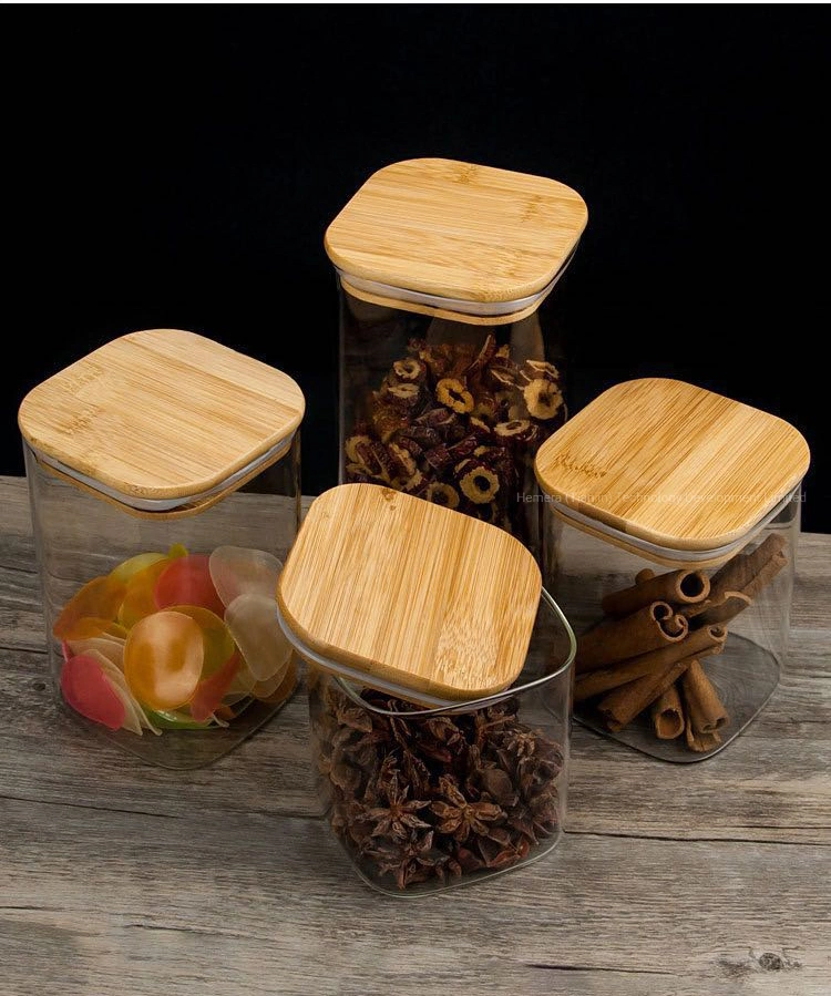 High Quality Glass Food Storage Jar Square Shape Glass Bottle Jar