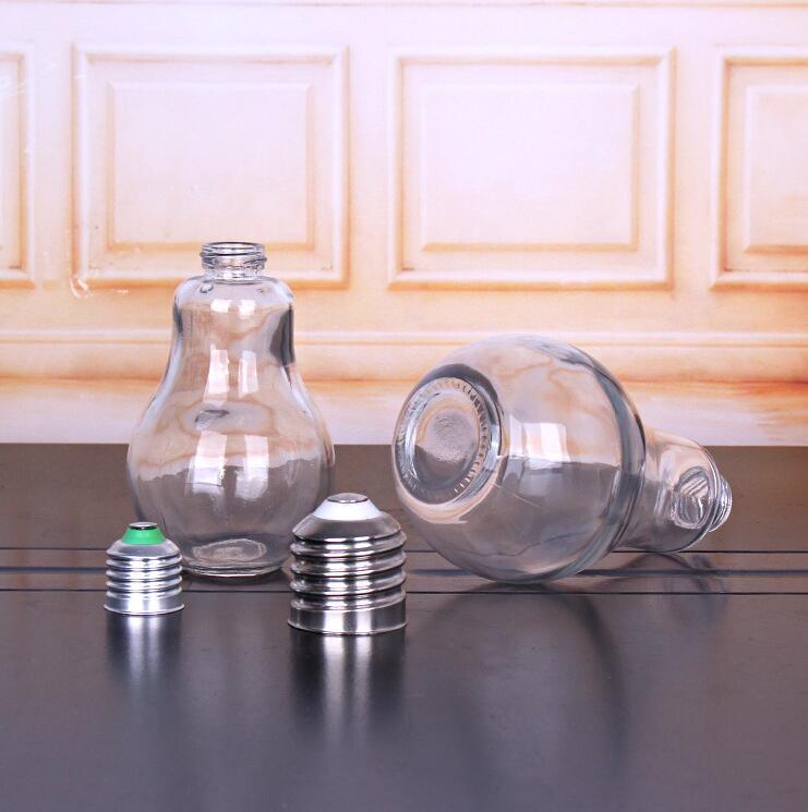 Wholesale Price Bulb Drinking Bottle Beverage Bottle Glass with Aluminum Cap