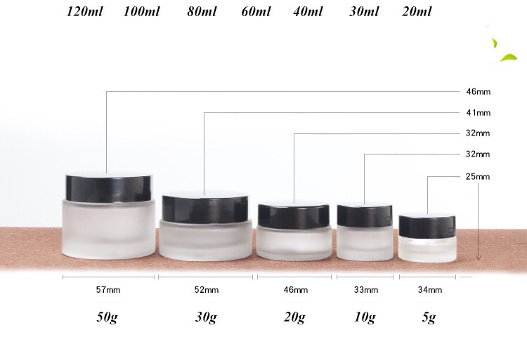 Cosmetic Set in Black Caps and Frosted Glass for Skin Care