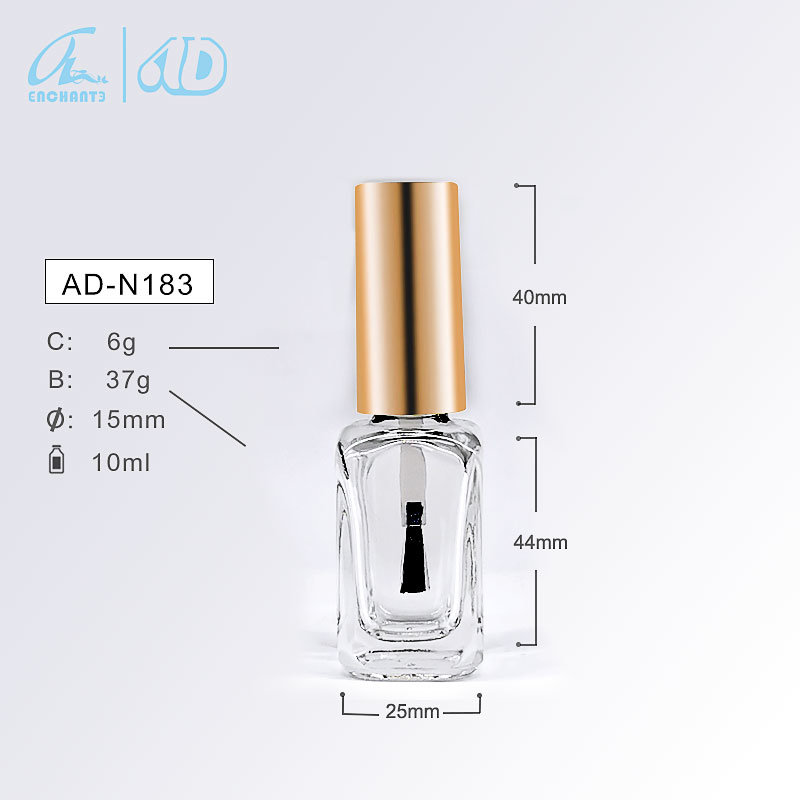 Transparent 10mll Nail Polish Glass Empty Bottle with Cover Brush