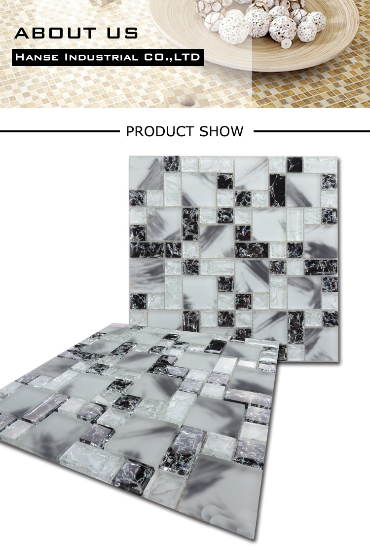 Wholesale Elegant Design Crackle Glass Mosaic Tile for Shower Walls