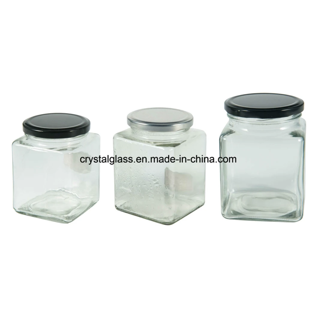 280ml 380ml Square Jam Food Storage Honey Glass Jar Glass Containers