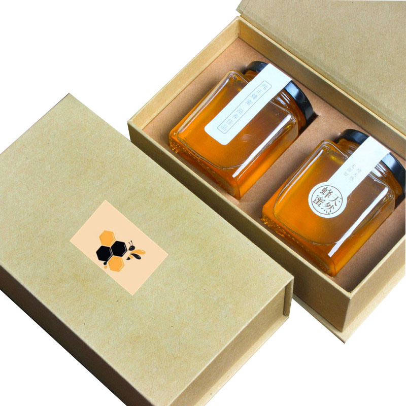 Glossy Custom Recycled Paper Honey Jar Gift Box with Insert