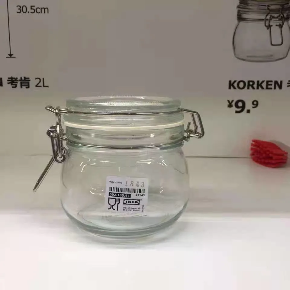 500ml 750ml 1000ml Superior Quality Airtight Glass Storage Jar with Clip