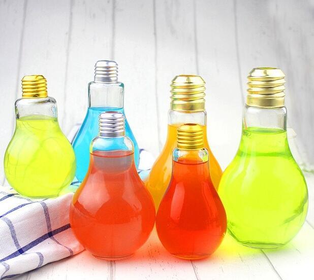 Wholesale Price Bulb Drinking Bottle Beverage Bottle Glass with Aluminum Cap