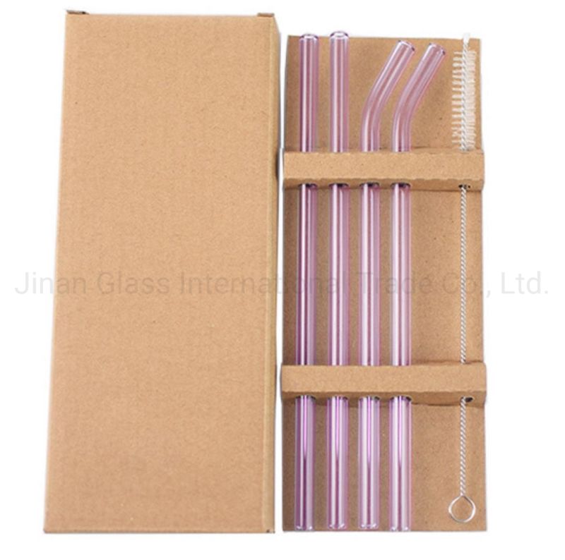 Glass Tumber with Bamboo Lid and Straw Glass Drinking Straw