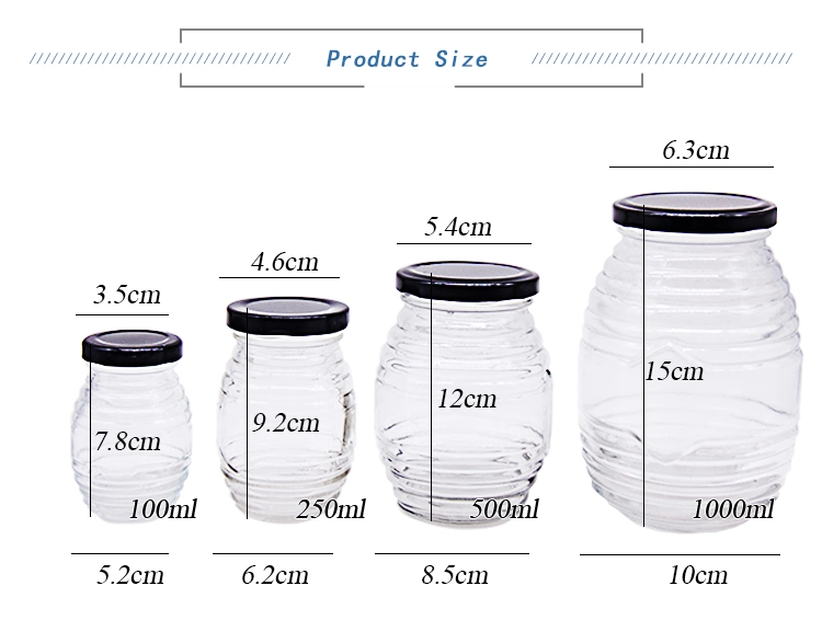 New Design Transparent Glass Jar Honey Container Food Storage Jar