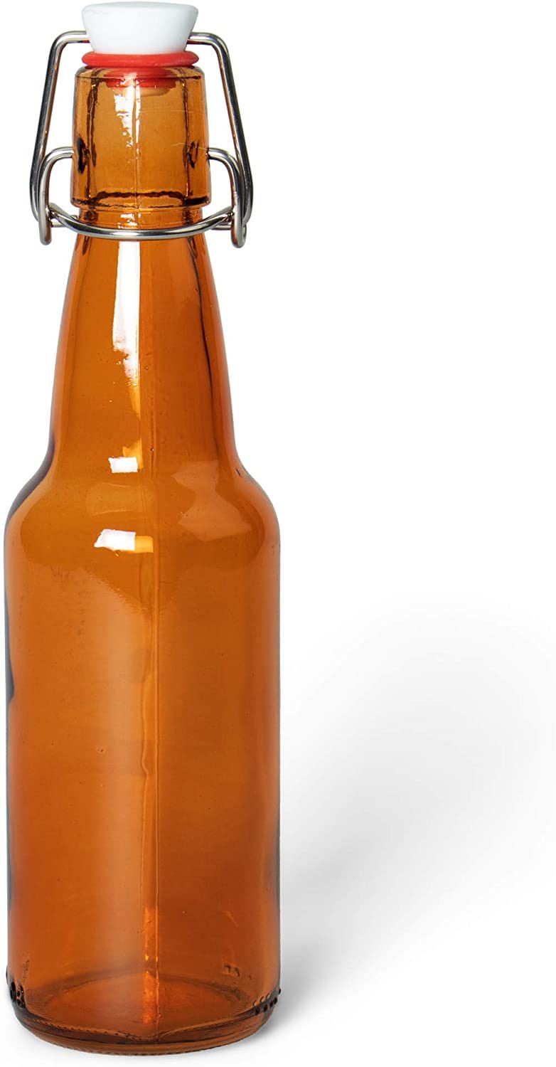 11oz Glass Juice Bottle Amber Glass Beer Bottles with Airtight Seal with Swing Top